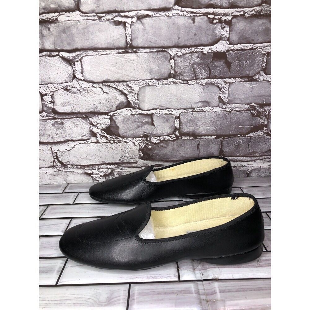 Daniel Green Meg Black Leather Slippers House Shoes Casual Women Sz 7.5M US/38EU